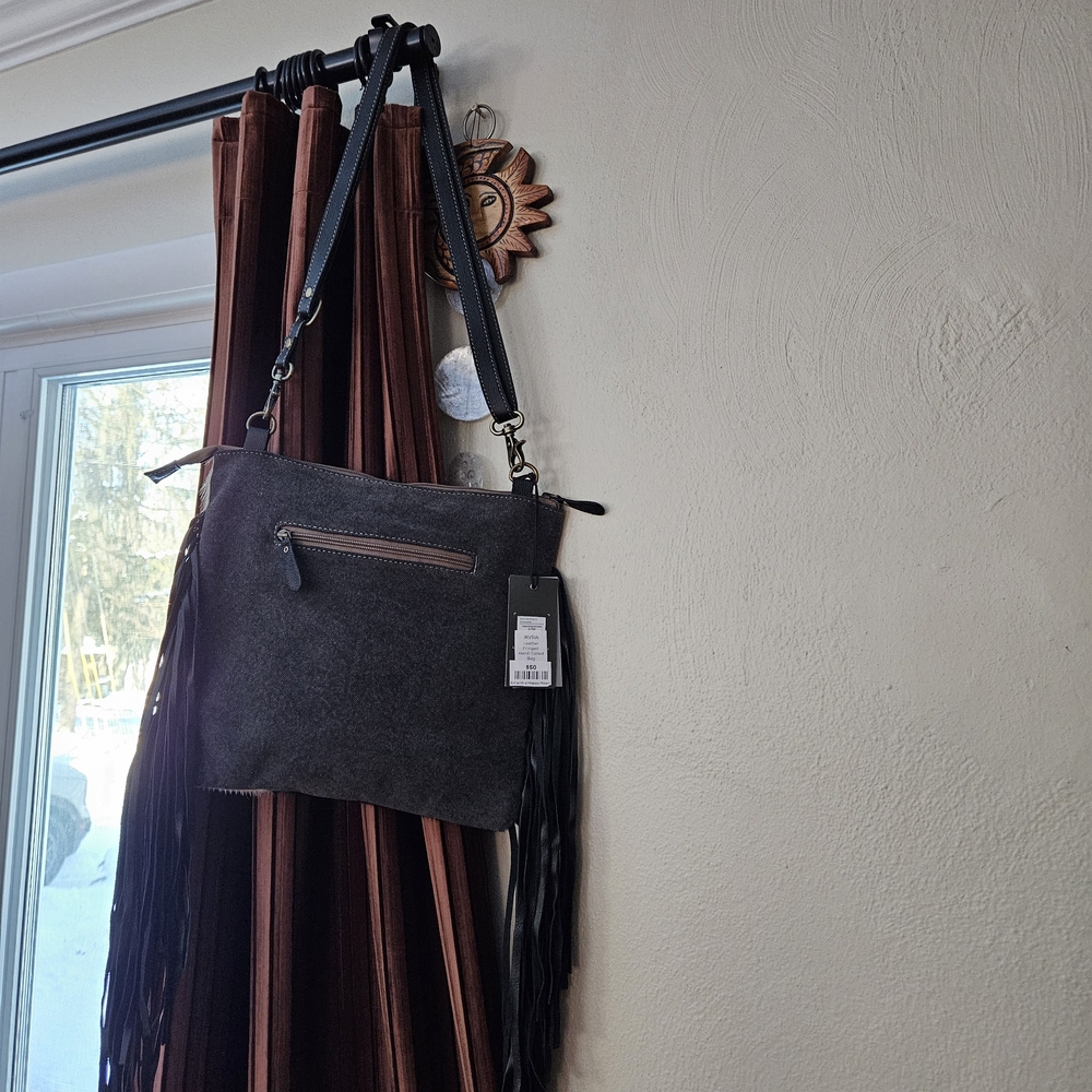 Myra Bag Black and White Leather Shoulder Bag - Picture 3 of 6
